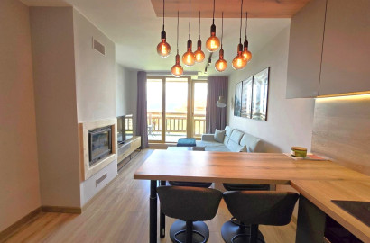 Modern one-bedroom apartment with fireplace in a low-maintenance residential building