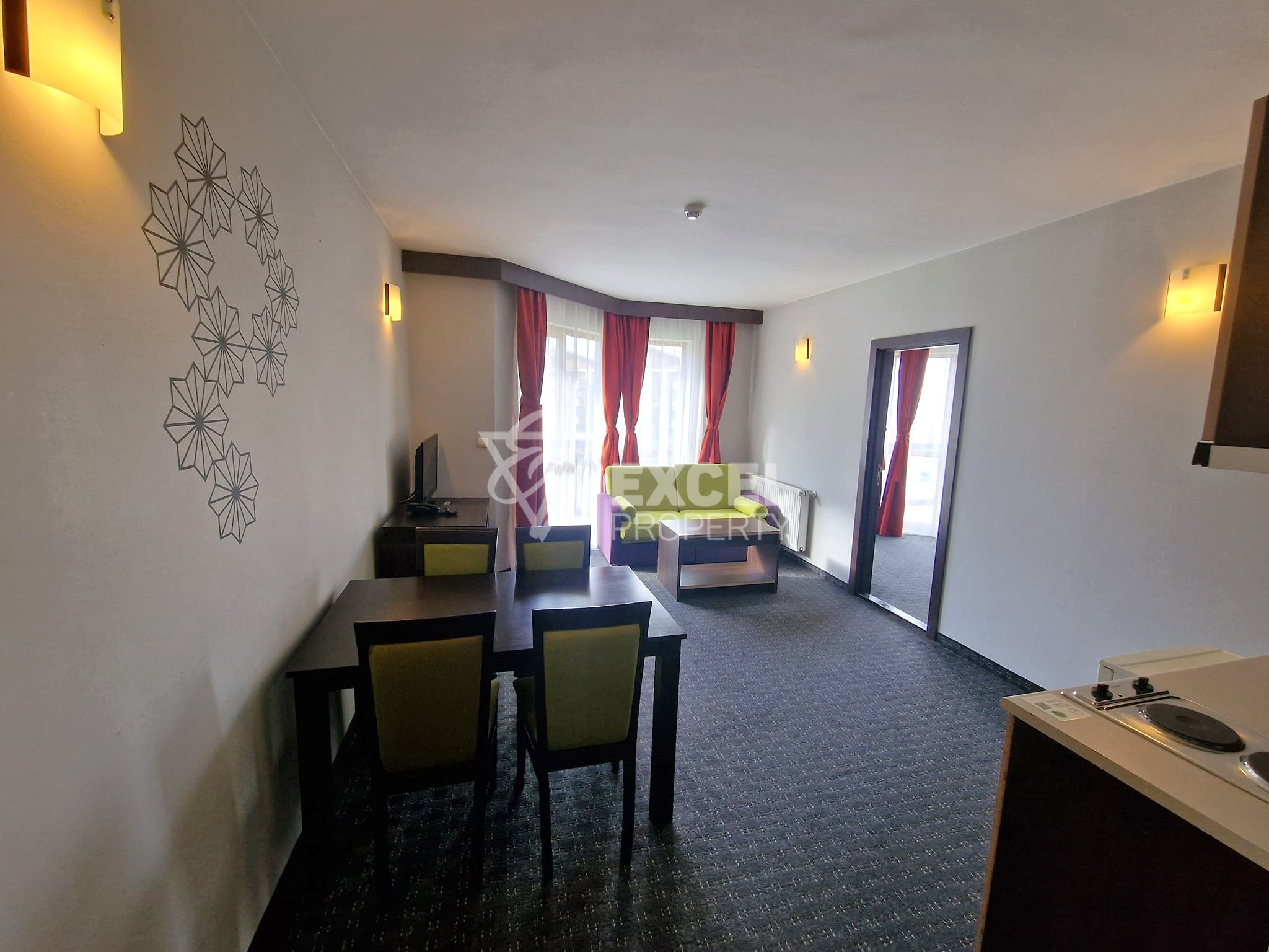 Bright one bedroom apartment 200 m from the Gondola in Bansko! View of Pirin mountain!