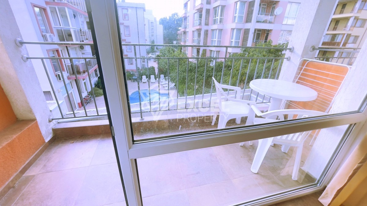 Furnished studio in Sunny Beach resort with pool view