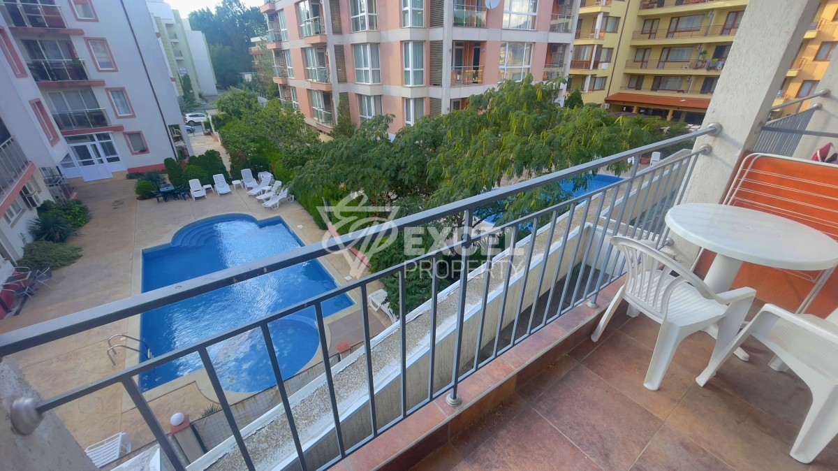 Furnished studio in Sunny Beach resort with pool view