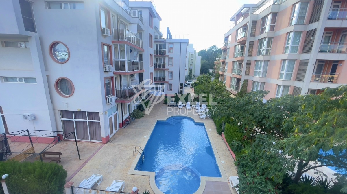 Furnished studio in Sunny Beach resort with pool view