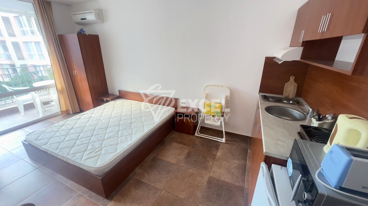 Furnished studio in Sunny Beach resort with pool view